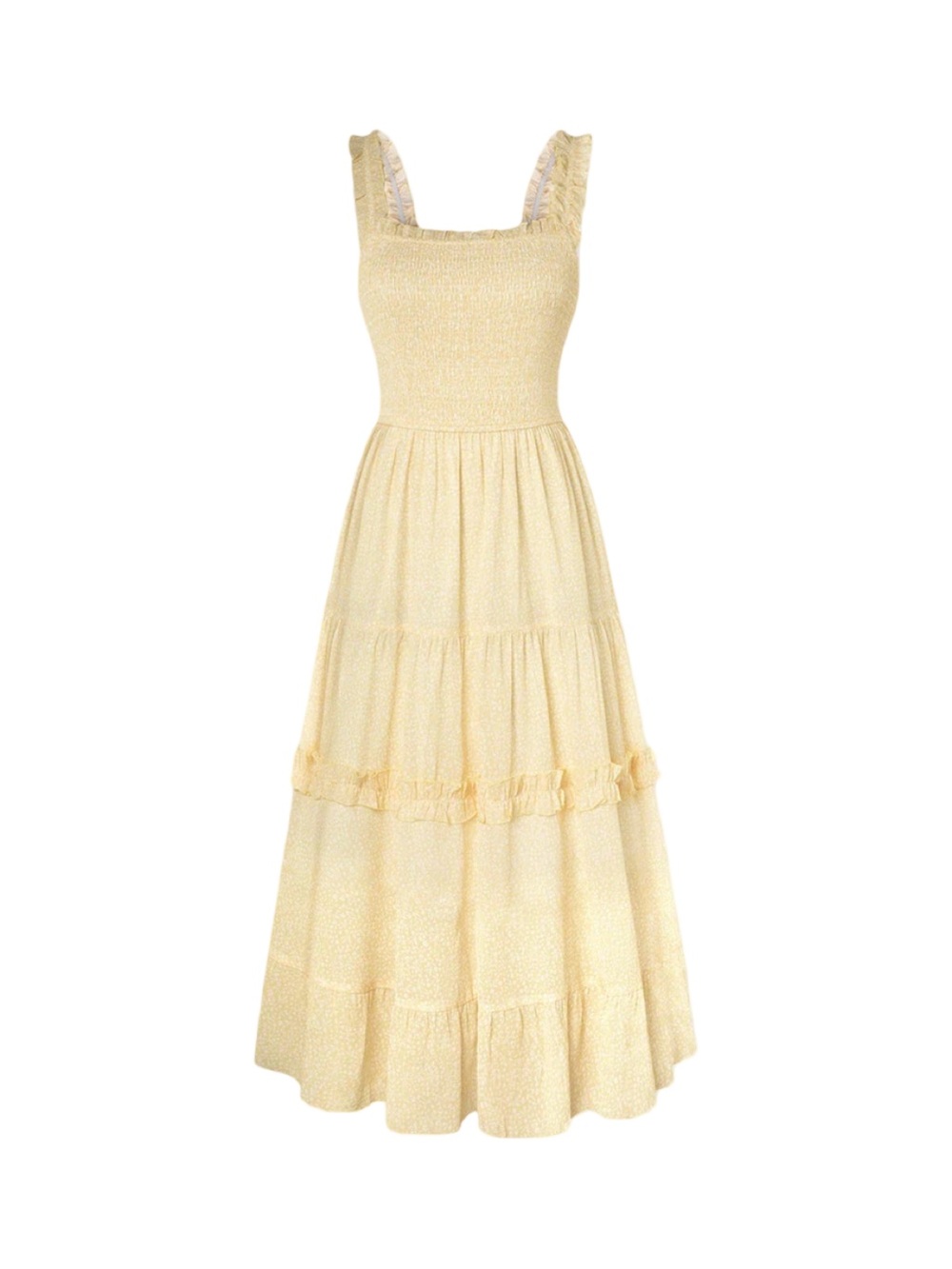 Scarlet Darkness Spring Love Story Date Dress Yellow Floral Midi Sleeveless EUC